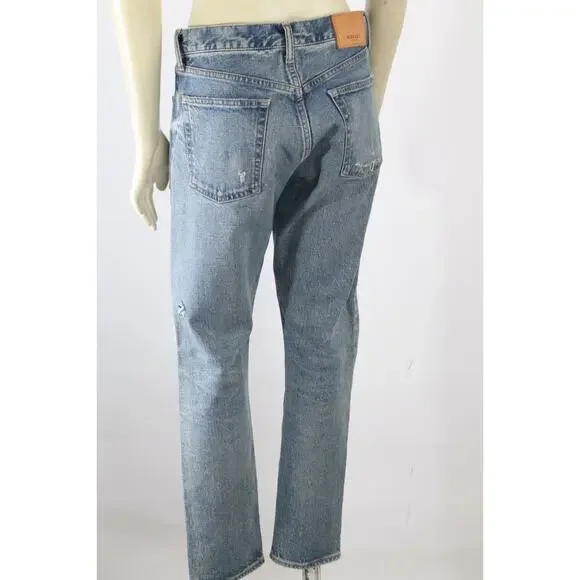 Authentic MOUSSY VINTAGE Blue Distressed High Rise Straight Leg Jeans Size 26 - Picture 14 of 16